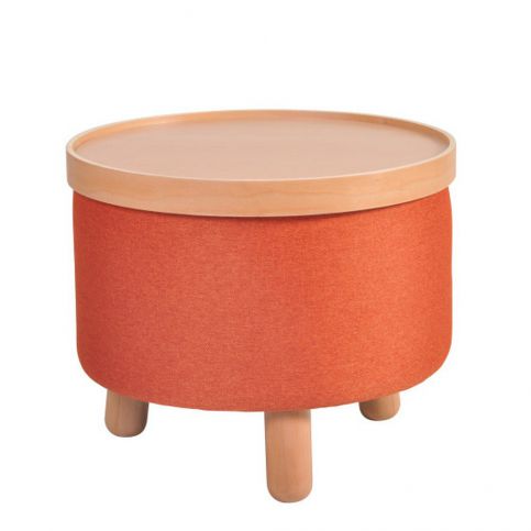Oranžová stolička s detaily z bukového dřeva a odnímatelnou deskou Garageeight Molde, ⌀ 50 cm - Bonami.cz