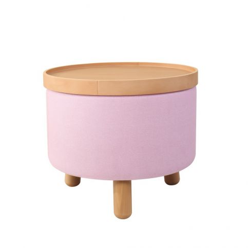 Růžová stolička s detaily z bukového dřeva a odnímatelnou deskou Garageeight Molde, ⌀ 50 cm - Bonami.cz