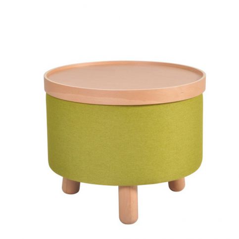 Zelená stolička s detaily z bukového dřeva a odnímatelnou deskou Garageeight Molde, ⌀ 50 cm - Bonami.cz