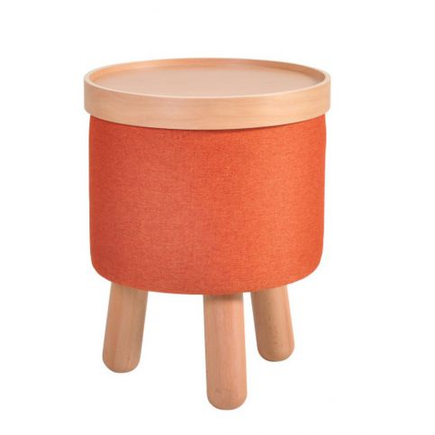 Oranžová stolička s detaily z bukového dřeva a odnímatelnou deskou Garageeight Molde, ⌀ 35 cm - Bonami.cz