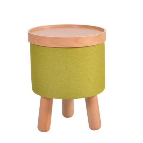 Zelená stolička s detaily z bukového dřeva a odnímatelnou deskou Garageeight Molde, ⌀ 35 cm - Bonami.cz