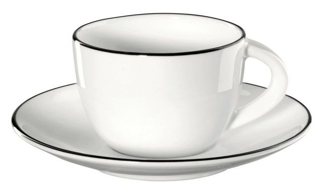Hrníček s proužkem na espresso s podšálkem 0,07 l A TABLE LIGNE NOIR ASA Selection - bílý - Homein.cz