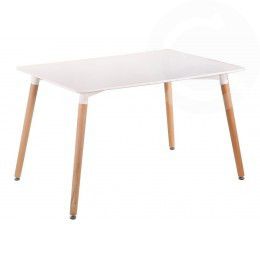 Bílý dřevěný jídelní stůl 120 x 80 - CS - M-byt