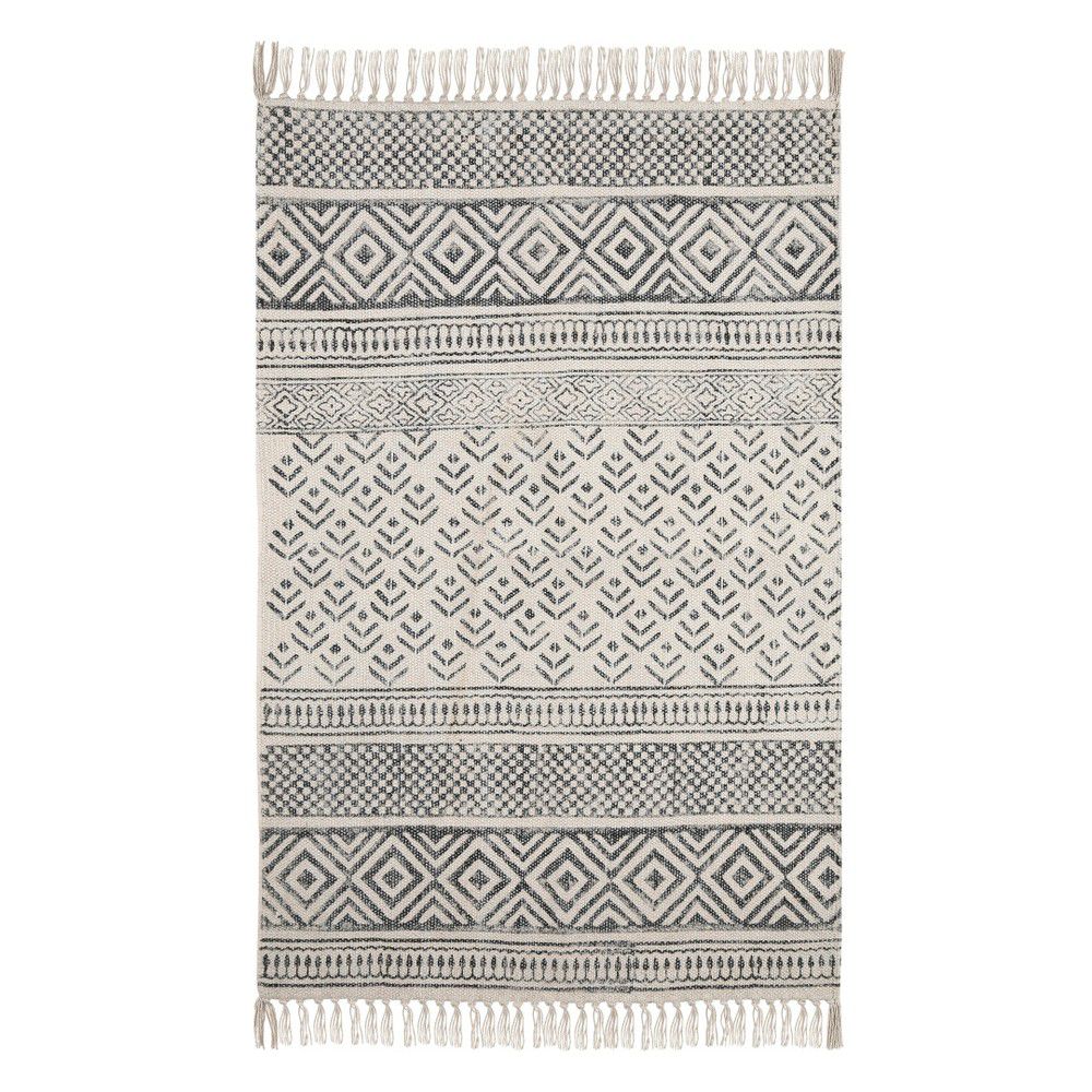 Černobílý bavlněný vzorovaný koberec A Simple Mess Mille, 90 x 60 cm - Bonami.cz