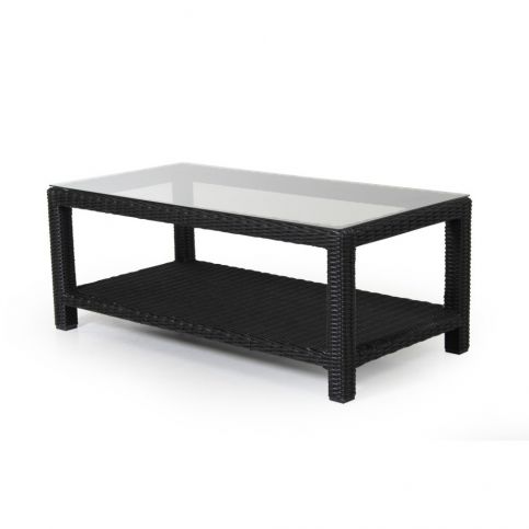Černý zahradní stolek se skleněnou deskou Brafab Ninja, 120 x 60 cm - Bonami.cz