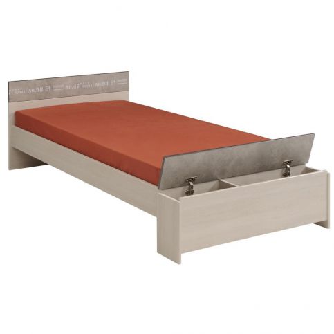 Jednolůžková postel v dekoru jasanového dřeva s úložným prostorem Parisot Amoux, 90 x 190 cm - Bonami.cz