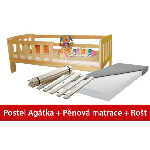 POSTEL AGÁTKA 70 x 160 + PĚNOVÁ MATRACE + ROŠT - maxi-postele.cz