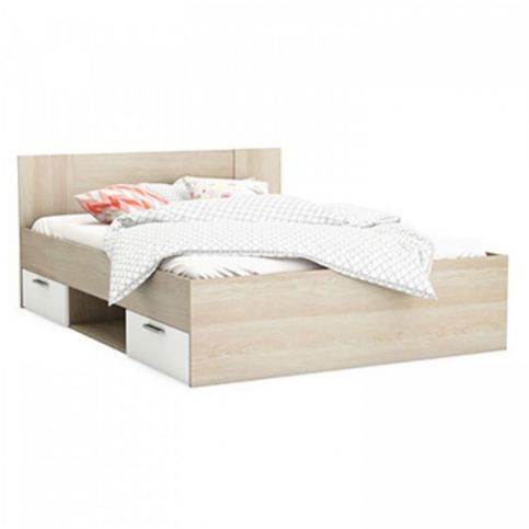 Idea Dvoulůžková postel DETROIT 180x200 dub/perleťově bílá - ATAN Nábytek