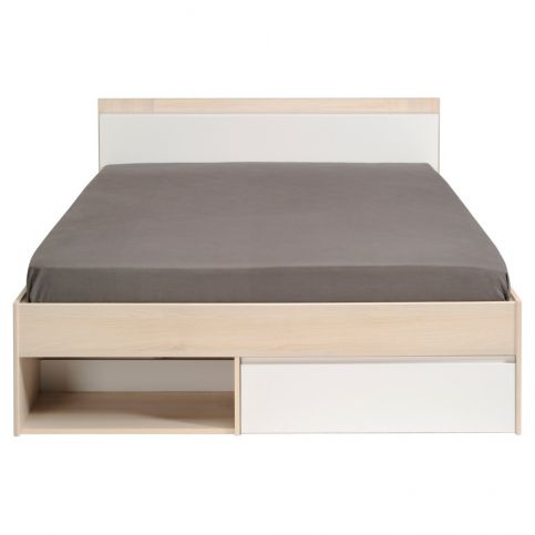 Dvoulůžková postel v dekoru akáciového dřeva se 3 zásuvkami Parisot Aubrée, 140 x 200 cm - Bonami.cz