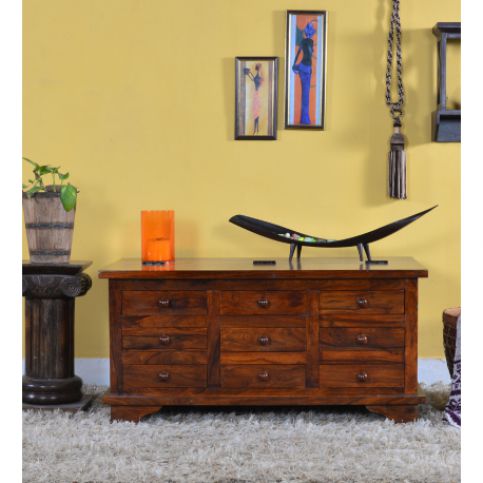 Konferenční stolek z indického masivu palisandr Barva Barva č. 9 - Natural  9-DRAWER - Lakšmi - Indický Nábytek.cz