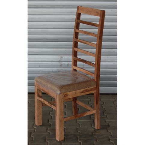 Židle Rami s polstrovaným sedákem z indického masivu palisandr Barva Only stain  RAMI-CHT - Lakšmi - Indický Nábytek.cz