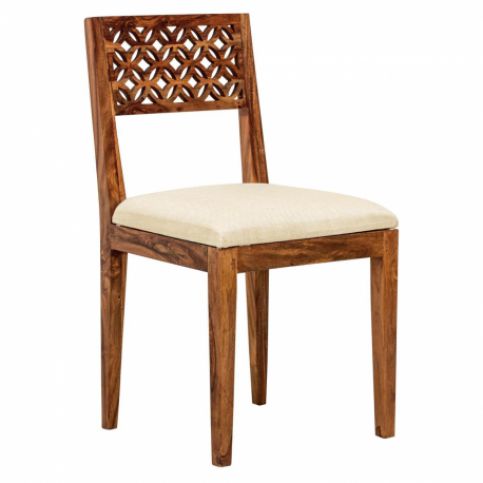 Židle Mira s polstrovaným sedákem z indického masivu palisandr Barva Only stain  MIRA-CHT - Lakšmi - Indický Nábytek.cz