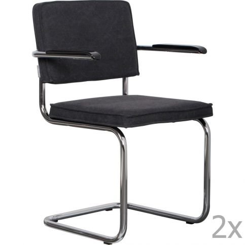 Sada 2 antracitově šedých židlí s područkami Zuiver Ridge Rib - Bonami.cz