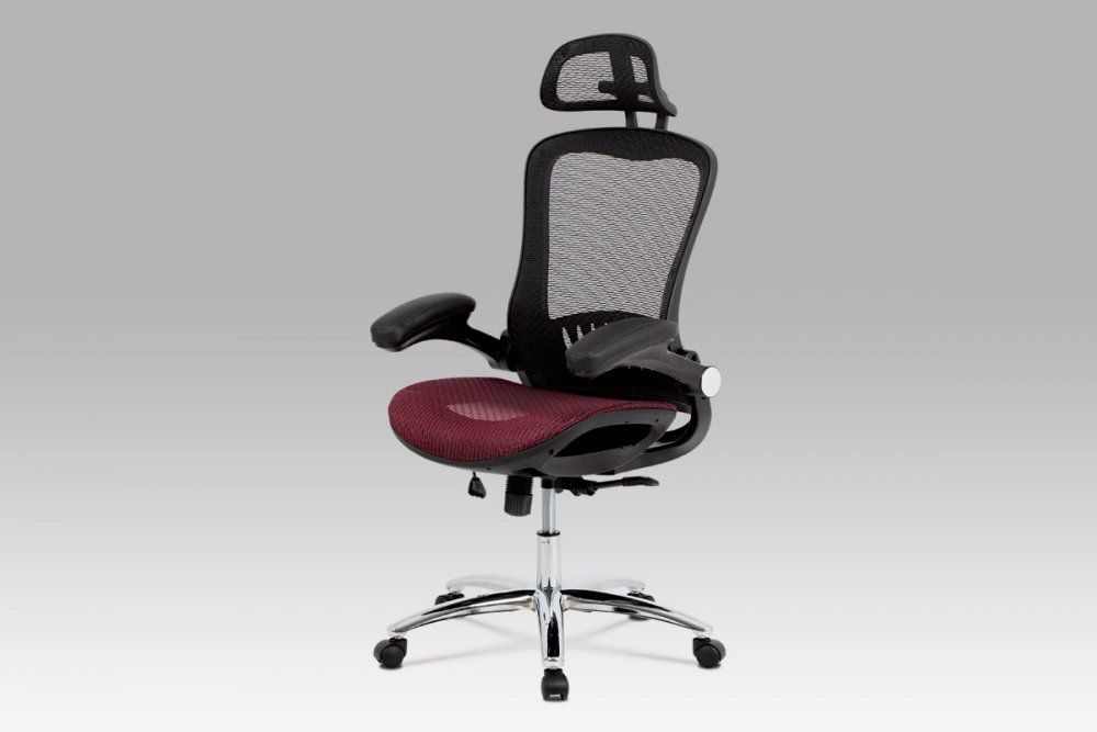 Kancelářská židle, synchronní mech., červená MESH, kovový kříž Mdum - DEKORHOME.CZ