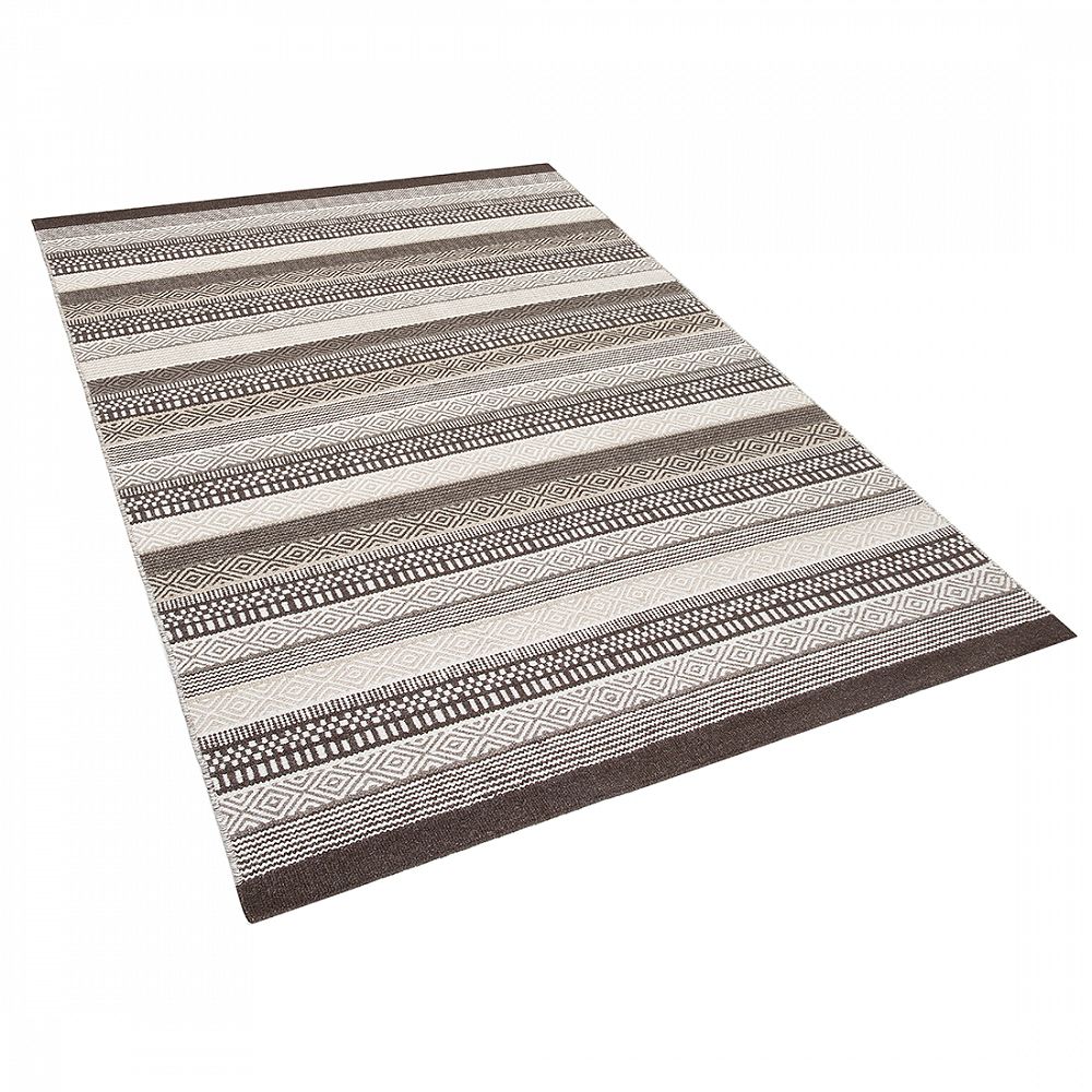 Hnědý vlněný ručně vyrobený koberec 160x230 cm - POLATLI - Beliani.cz