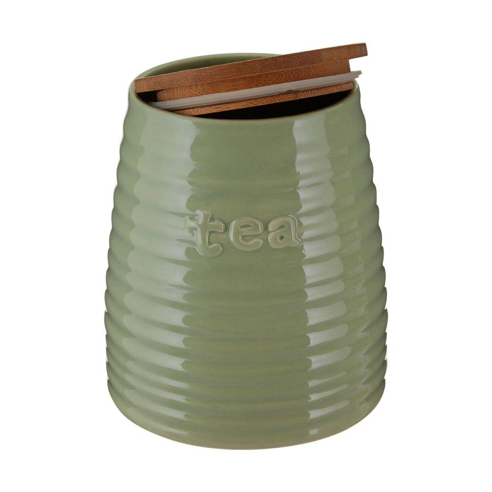 Zelená dóza na čaj s bambusovým víkem Premier Housewares Winnie, 950 ml - Bonami.cz