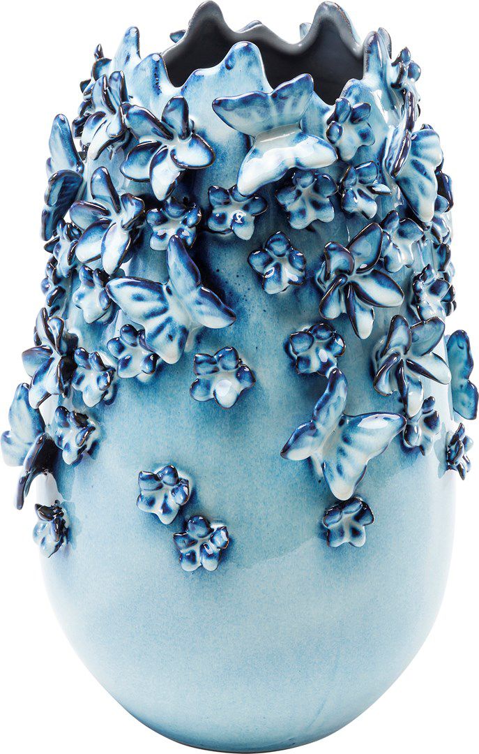 Modrá kameniková váza Butterflies 35 cm - KARE