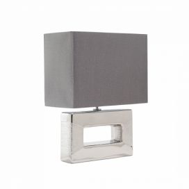 Stříbrná hedvábná noční stolní lampa ONYX