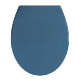 Tmavě modré WC sedátko se snadným zavíráním Wenko Samos, 44,5 x 37,5 cm