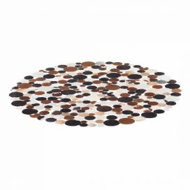 Hnědý kožený patchwork koberec ⌀ 140 cm SORGUN