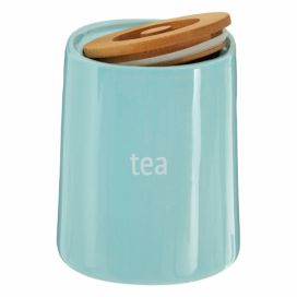 Modrá dóza na čaj s bambusovým víkem Premier Housewares Fletcher, 800 ml