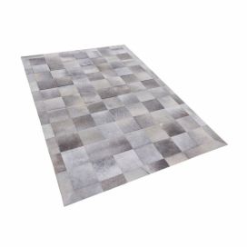 Šedý kožený patchwork koberec 140x200 cm ALACAM Beliani.cz