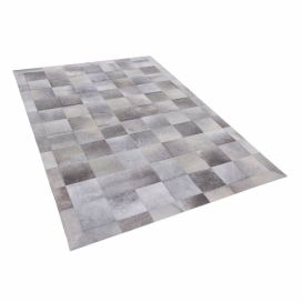 Šedý kožený patchwork koberec 160x230 cm ALACAM Beliani.cz