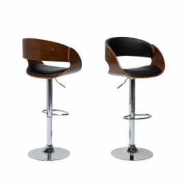 Barová židle tmavé dřevo/černá BAKU