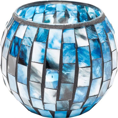 Svícen na čajovou svíčku Mosaico 10 cm - modrá - KARE