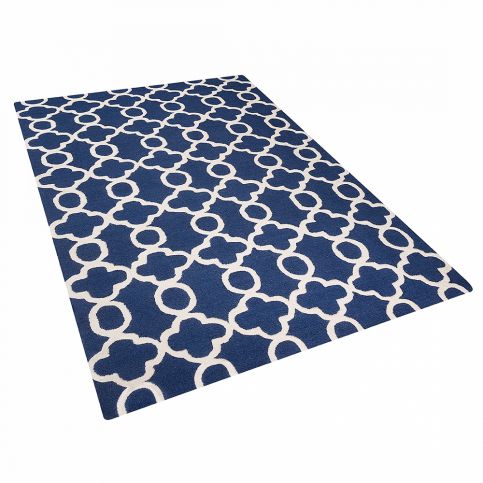 Tmavě modrý vlněný koberec v klasickém designu 160x230 cm - ZILE - Beliani.cz