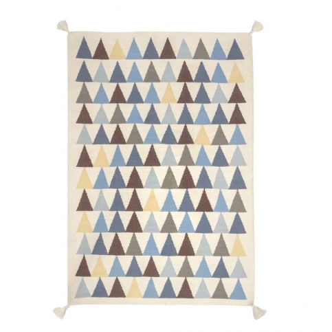 Ručně tkaný vlněný koberec s modrými detaily Art For Kids Triangles, 140 x 200 cm - Bonami.cz