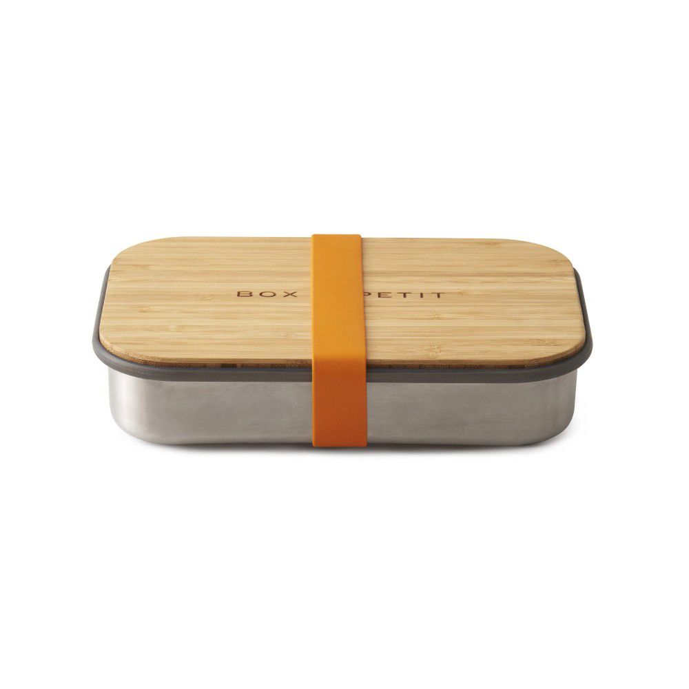 Oranžový nerezový svačinový box s bambusovým víkem Black + Blum Bamboo, 900 ml - Bonami.cz
