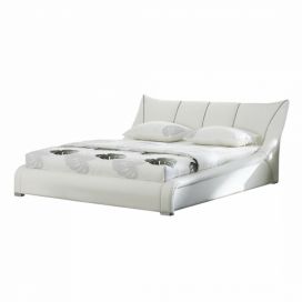 Kožená postel 180 x 200 cm bílá NANTES