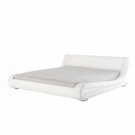Bílá kožená postel 160 x 200 cm AVIGNON