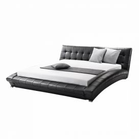Elegantní černá kožená postel 180x200 cm LILLE