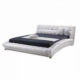 Elegantní bílá kožená postel 180x200 cm LILLE