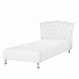 Bílá kožená postel 90x200 cm METZ
