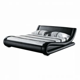 Kožená vodní postel s příslušenstvím 180 x 200 cm černá AVIGNON