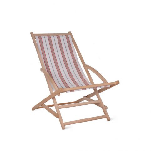 Zahradní lehátko s konstrukcí z bukového dřeva Garden Trading Rocking Deck Chair Coral Stripe - Bonami.cz