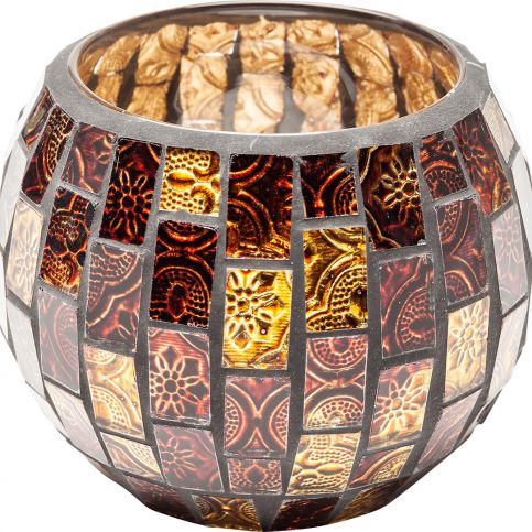 Svícen na čajovou svíčku Mosaico 10 cm - hnědá - KARE