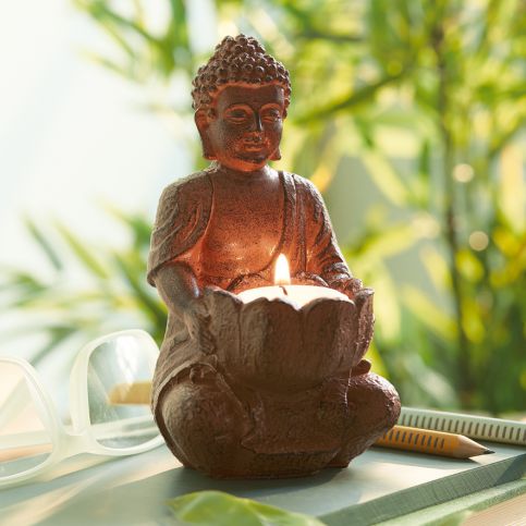 Svícen na čajovou svíčku Sedící Buddha - Velký Košík