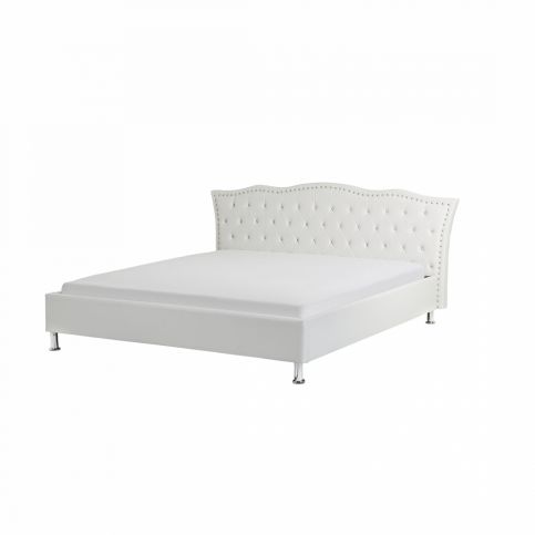 Bílá kožená postel 180x200 cm - METZ - Beliani.cz