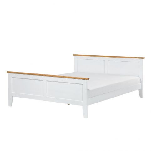 Bílá dřevěná manželská postel 180x200 cm OLIVET - Beliani.cz