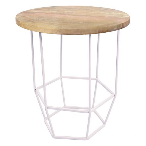 Bílý stolek se snímatelnou deskou z mangového dřeva HF Living Hexa White - Bonami.cz