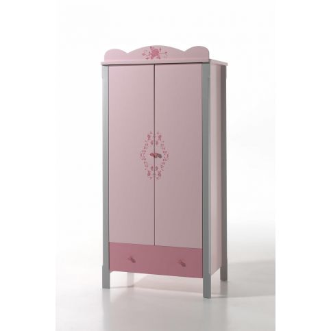 Růžová dvoudveřová šatní skříň Cindy - Nábytek aldo - NE