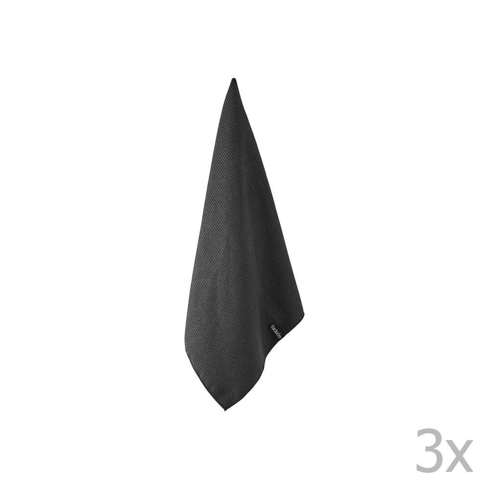 Sada 3 černých kuchyňských utěrek Ladelle Dish, 35 x 35 cm - Bonami.cz