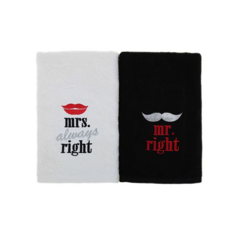 Sada 2 ručníků z bavlny Black & White Right, 50 x 90 cm - Bonami.cz