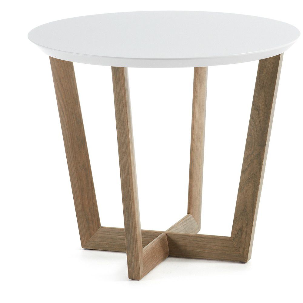 Odkládací stolek z dubového dřeva s bílou deskou La Forma Rondo, ⌀ 60 cm - Bonami.cz