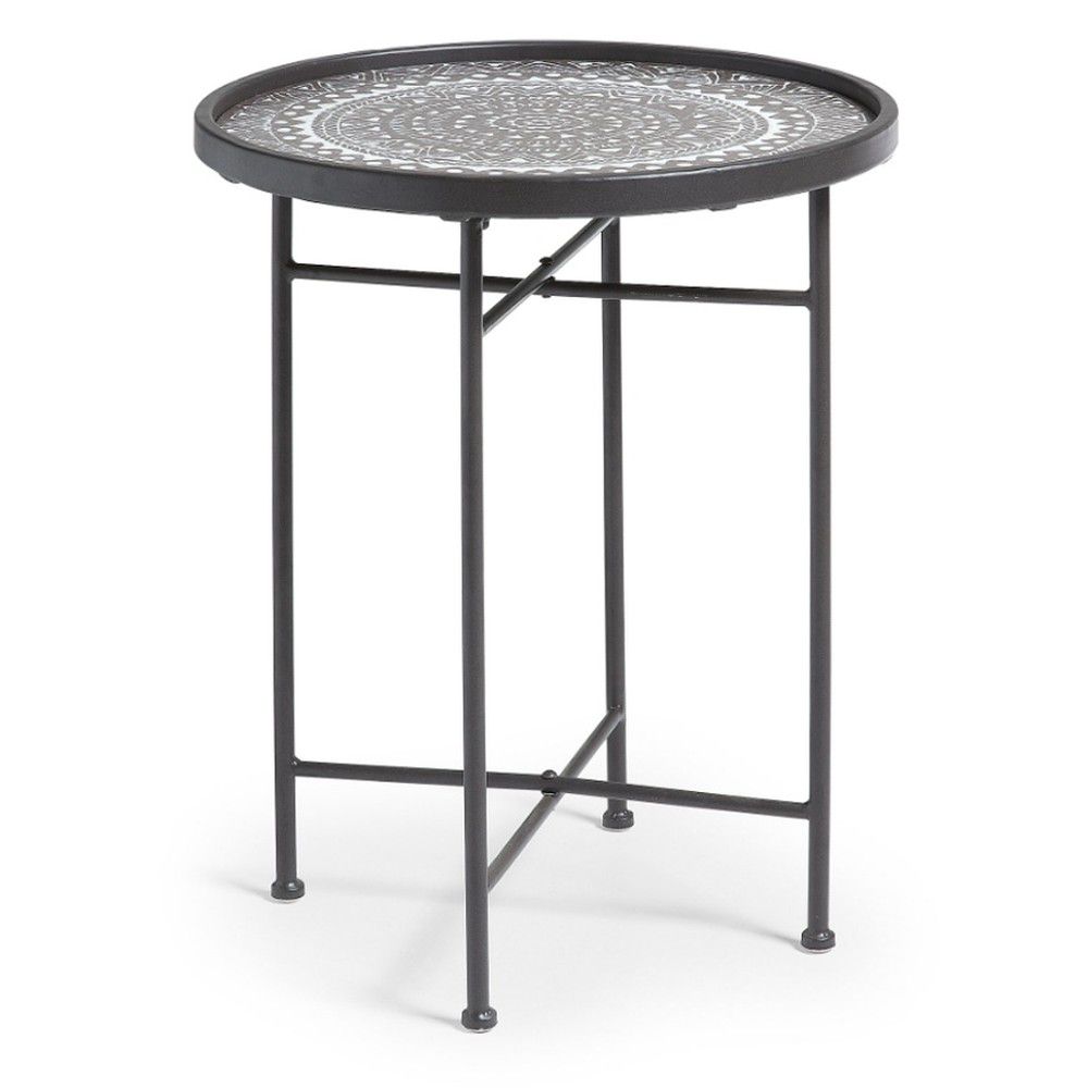 Černý kovový odkládací stolek La Forma Adri, ⌀ 45 cm - Bonami.cz