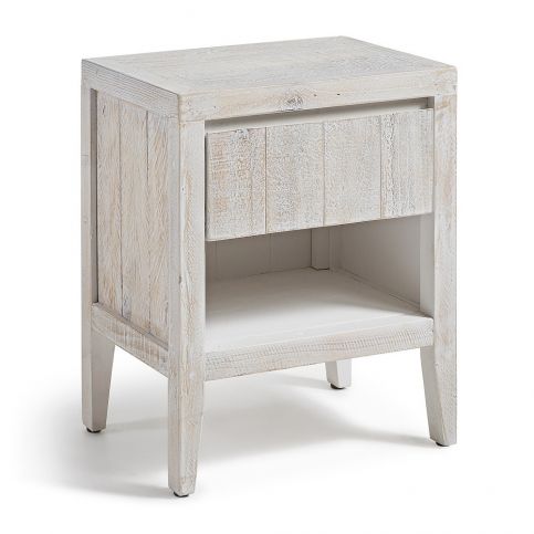 Dřevěný noční stolek s bílou patinou La Forma Woody, 35 x 45 cm - Bonami.cz